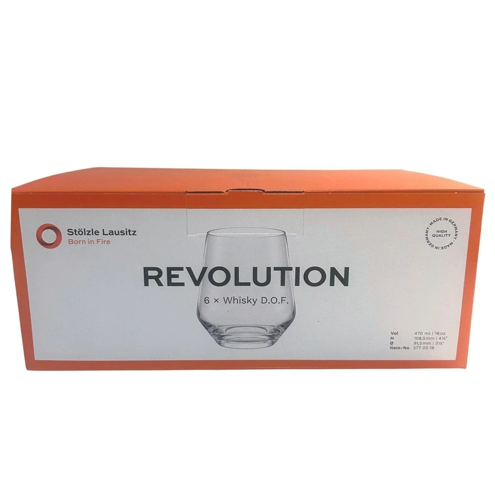 Stölzle Lausitz Clear Revolution 6pc Whisky D.O.F. Tumbler Glass Set 16oz